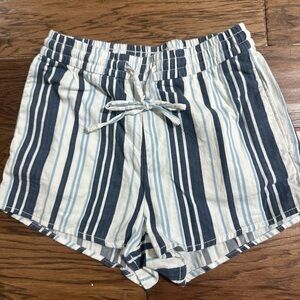 Zara High Waist Navy and White Striped Shorts